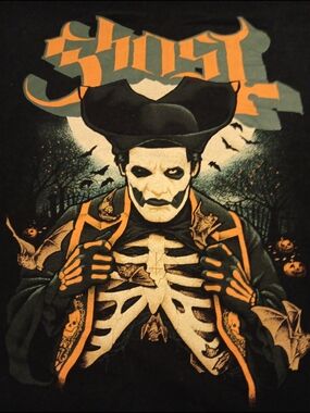 Ost Black and Orange Skeleton Ringmaster Graphic Tee